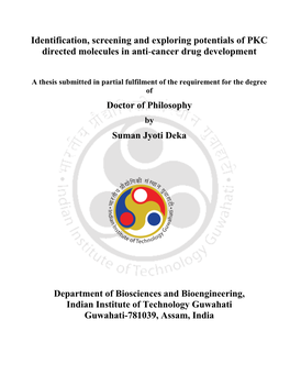 Identification, Screening and Exploring Potentials of PKC Directed Molecules in Anti-Cancer Drug Development