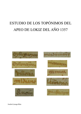 Estudio De Los Topónimos Del Apeo De Lokiz Del Año 1357