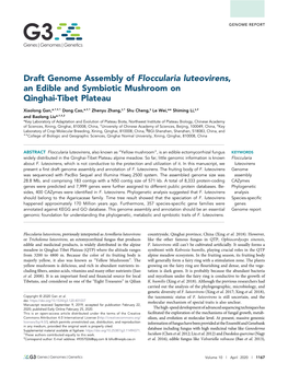 Draft Genome Assembly of Floccularia Luteovirens, an Edible and Symbiotic Mushroom on Qinghai-Tibet Plateau