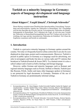 Turkish As a Minority Language in Germany