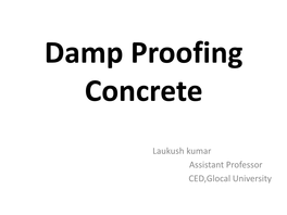 Damp Proofing Concrete