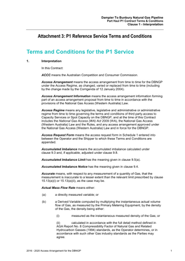 Attachment 3: P1 Reference Service Terms and Conditions