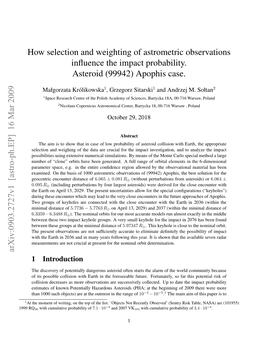 How Selection and Weighting of Astrometric Observations Influence