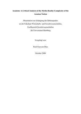 A Critical Analysis of the Mytho-Reality Complexity of the Azanian Nation