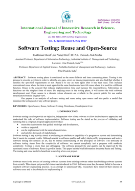 Software Testing: Reuse and Open-Source