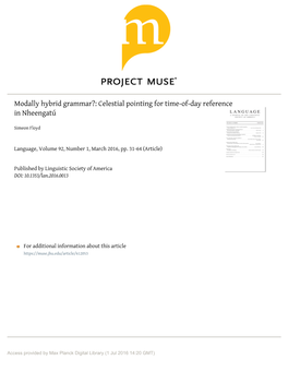 Modally Hybrid Grammar?: Celestial Pointing for Time-Of-Day Reference In