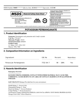 MSDS Potassium Permanganate