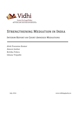 Strengthening Mediation in India