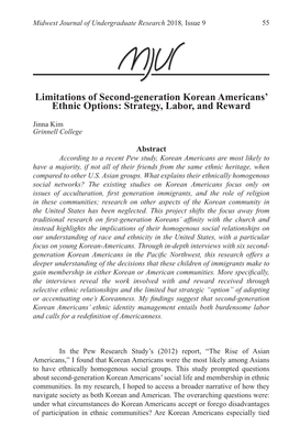 Limitations of Second-Generation Korean Americans' Ethnic Options