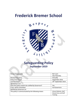 Safeguarding Policy September 2019