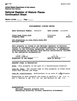 National Register of Historic Places Continuation Sheet