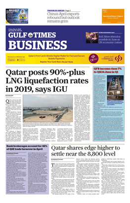 Qatar Posts 90%-Plus LNG Liquefaction Rates in 2019, Says