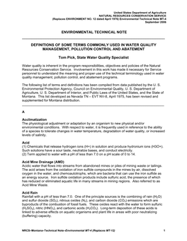 Environmental Technical Note Definitions of Some