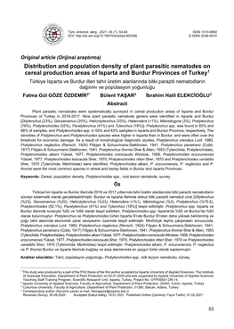 Distribution and Population Density of Plant Parasitic Nematodes on Cereal