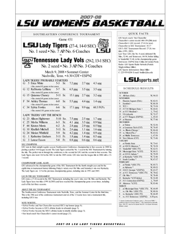 LSU Women's Basketball LSU Combined Team Statistics (As of Mar 08, 2008) All Games