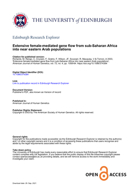 Extensive Female-Mediated Gene Flow from Sub-Saharan Africa Into Near Eastern Arab Populations