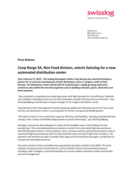 Swisslog News Release Template ENGLISH