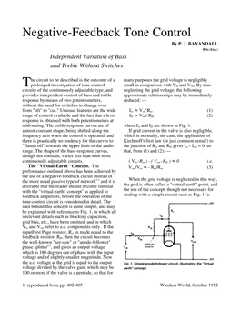 Negativefeedback Tone Control