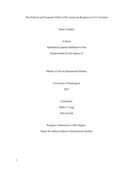 The Political and Economic Effect of the American Response to 9/11 on Israel