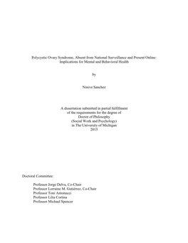 Polycystic Ovary Syndrome, Absent from National Surveillance and Present Online: Implications for Mental and Behavioral Health