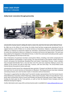 Ashby Canal: Restoration Through Partnership