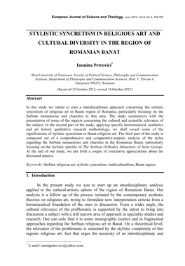 Stylistic Syncretism in Religious Art and Cultural Diversity in the Region of Romanian Banat