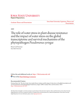 The Role of Water Stress in Plant Disease Resistance and the Impact