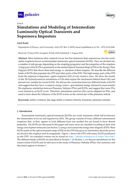 Simulations and Modeling of Intermediate Luminosity Optical Transients and Supernova Impostors