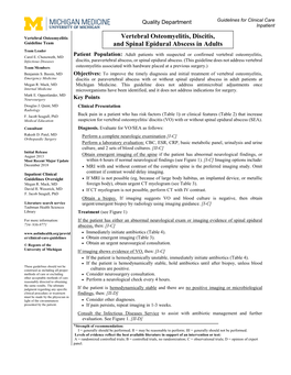 Vertebral Osteomyelitis, Discitis, and Spinal Epidural Abscess in Adults