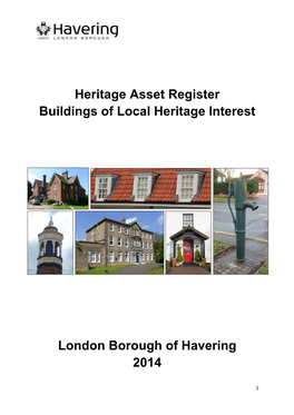 Heritage Asset Register Buildings of Local Heritage Interest