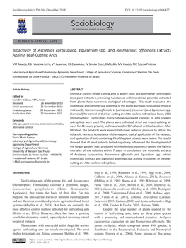 Sociobiology 66(4): 536-544 (December, 2019) DOI: 10.13102/Sociobiology.V66i4.4271