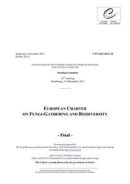 European Charter on Fungi-Gathering and Biodiversity