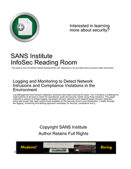 Logging and Monitoring to Detect Network Intrusions and Compliance Violations in the Environment