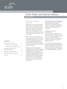 3Com® Power Over Ethernet Solutions