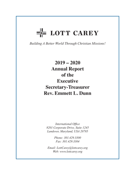Annual Report of the Executive Secretary-Treasurer Rev