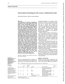 Association Learning in the Acute Confusional State