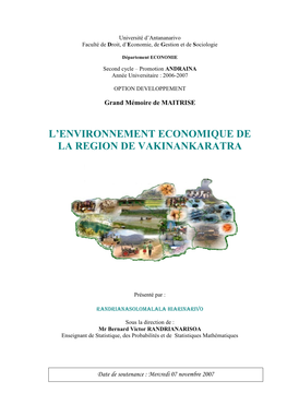 L'environnement Economique De La Region De