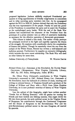 1969 Proposed Legislation. Jackson Skillfully Employed Presidential Per