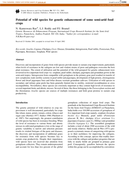 Potential of Wild Species for Genetic Enhancement of Some Semi-Arid Food Crops N