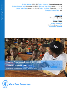 Standard Project Report 2016 Table of Contents