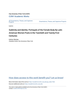Portrayals of the Female Body by Latin American Women Poets in the Twentieth and Twenty-First Centuries