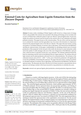 External Costs for Agriculture from Lignite Extraction from the Złoczew Deposit