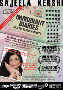 Immigrant Diaries Returns to the Tour Circuit Post-Brexit/Trump and the Anti-Immigration/Refugee Rhetoric Blamed for the Rise in Hate Crimes