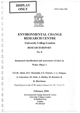 ENVIRONMENTAL CHANGE RESEARCH CENTRE University College London [ RESEARCH REPORT [ No