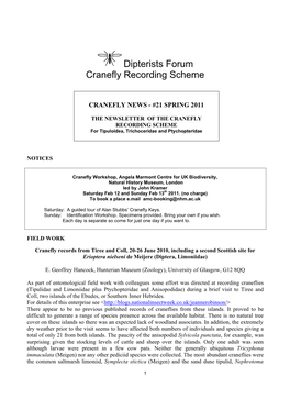 Dipterists Forum Cranefly Recording Scheme