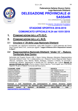 DELEGAZIONE PROVINCIALE Di SASSARI VIA S