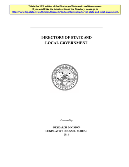 2011 Directory of State and Local Government