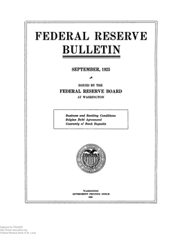 Federal Reserve Bulletin September 1925