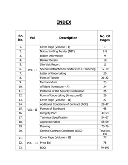 Sr. No. Vol Description No. of Pages