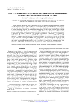 Molecular Marker Analysis of Leymus Flavescens and Chromosome Pairing in Leymus Flavescens Hybrids (Poaceae: Triticeae)1